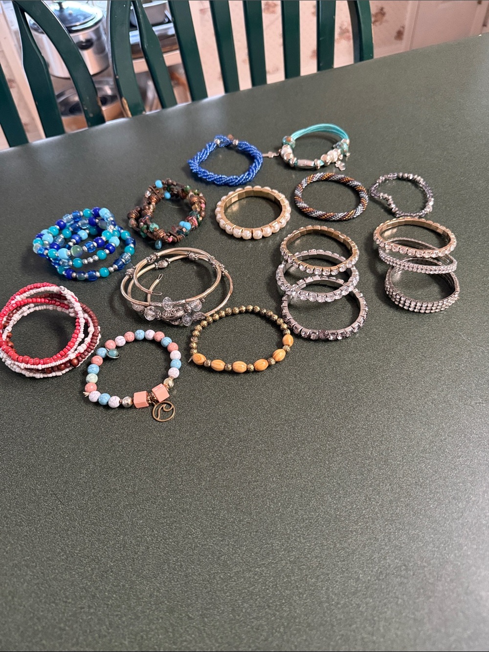 Mixed Blue and Multicolor Beaded Women’s Bracelet Set 17 Piece Bracelet Lor